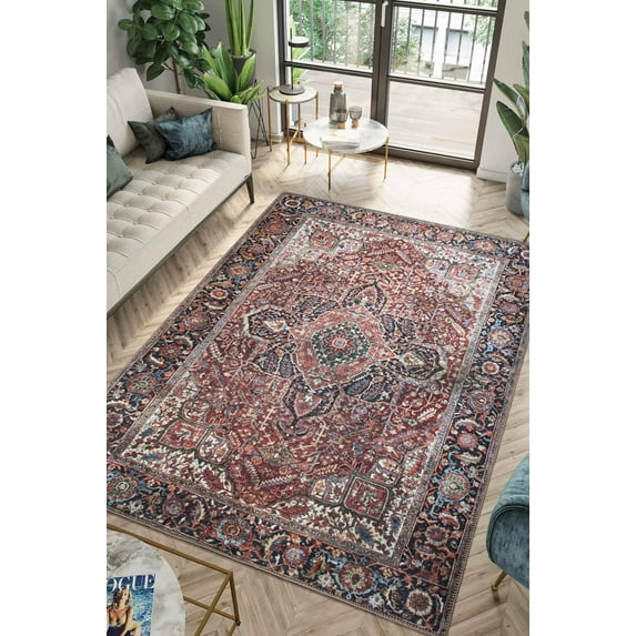 Keen Home Design Machine Washable Area Rugs with Non-slip Backing, Ideal for Hallway, Living Room, Bedroom, Kitchen and Laundry Room, Vintage Moroccan and Low Pile Rug - ( 9' x 12' )