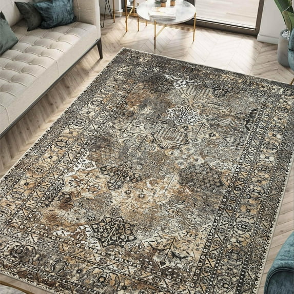 Keen Home Design Machine Washable Area Rugs with Non-slip Backing, Ideal for Hallway, Living Room, Bedroom, Kitchen and Laundry Room, Vintage Moroccan and Low Pile Rug - ( 9' x 12' )