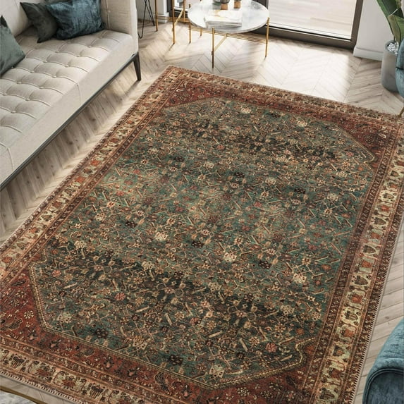 Keen Home Design Machine Washable Area Rugs with Non-slip Backing, Ideal for Hallway, Living Room, Bedroom, Kitchen and Laundry Room, Vintage Moroccan and Low Pile Rug - ( 9' x 12' )