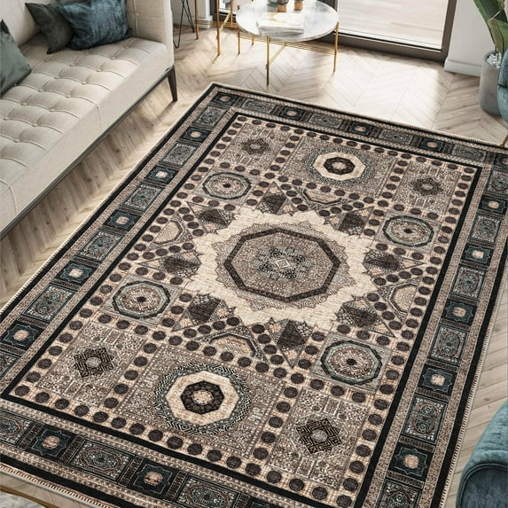 Keen Home Design Machine Washable Area Rugs with Non-slip Backing, Ideal for Hallway, Living Room, Bedroom, Kitchen and Laundry Room, Vintage Moroccan and Low Pile Rug - ( 9' x 12' )