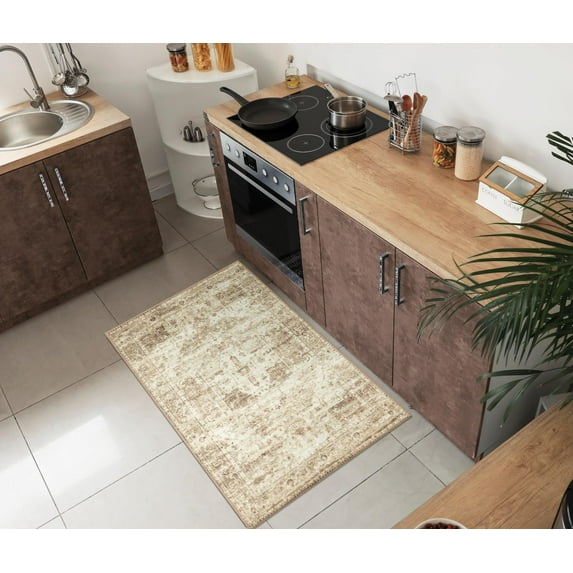 Keen Home Design Machine Washable Area Rugs with Non-slip Backing, Ideal for Hallway, Living Room, Bedroom, Kitchen and Laundry Room, Vintage Moroccan and Low Pile Rug ( 2' x 3' )