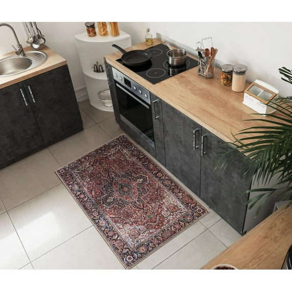 Keen Home Design Machine Washable Area Rugs with Non-slip Backing, Ideal for Hallway, Living Room, Bedroom, Kitchen and Laundry Room, Vintage Moroccan and Low Pile Rug ( 2' x 3' )