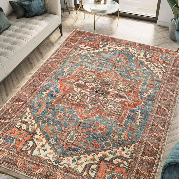 Keen Home Design Machine Washable Area Rugs with Non-slip Backing, Ideal for Hallway, Living Room, Bedroom, Kitchen and Laundry Room, Vintage Moroccan and Low Pile Rug - ( 5' x 7' )
