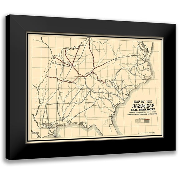 Keenan 14x11 Black Modern Framed Museum Art Print Titled - Rabun Gap Railroad - Keenan 1850