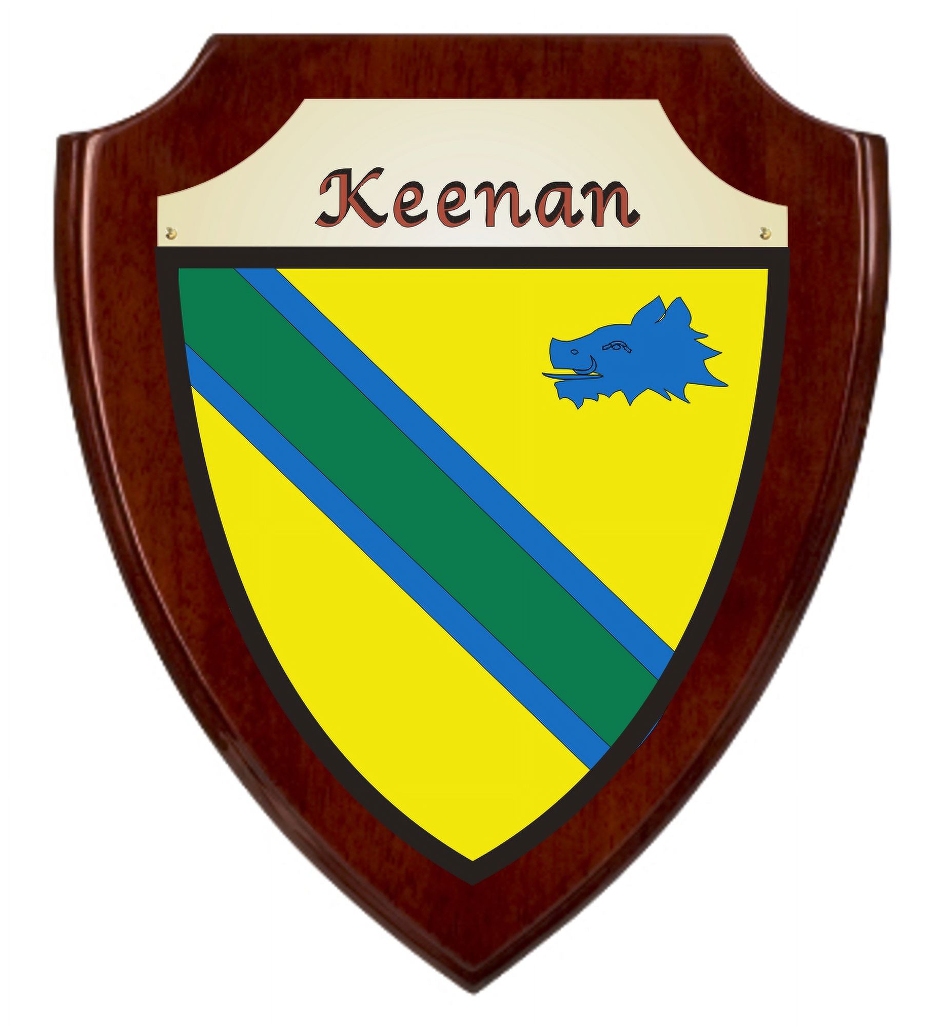 Keenan Irish Coat of Arms Shield Plaque - Rosewood Finish