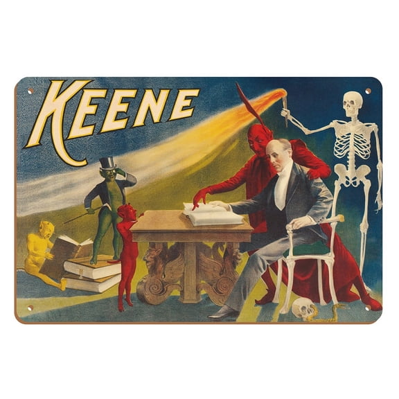 Keene - The American Magician - Vintage Magic Poster c.1900 - 8 x 12 inch Vintage Wood Art Sign