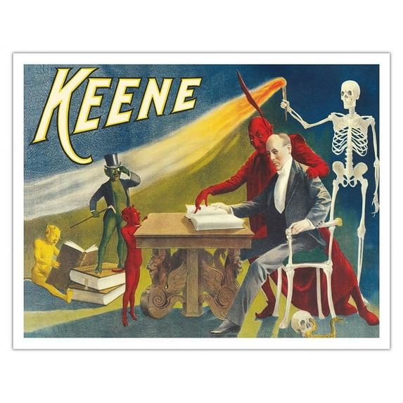 Keene - The American Magician - Vintage Magic Poster c.1900 - Fine Art Matte Paper Print (Unframed) 11x14in