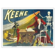 Keene - The American Magician - Vintage Magic Poster c.1900 - Master Art Print (Unframed) 9in x 12in