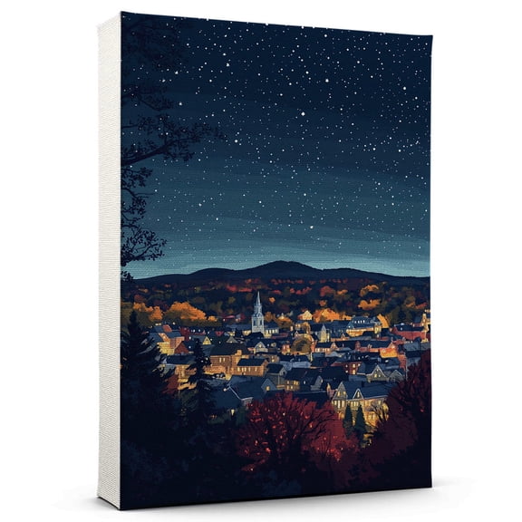 Keene Travel Canvas Art Print, New Hampshire Wall Canvas Starry Night, Keene Canvas Painting decorNew Hampshire Travel Picture -97AZ669