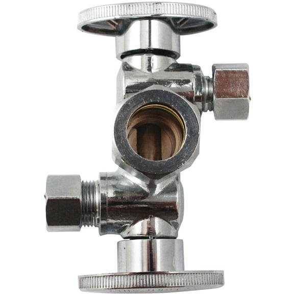 Keeney Dual Outlet Ball Valve K2903DHLF - Brass Compression Valve 3/8 - 6.25" H x 3.25" W x 2" L Indoor & Outdoor Use, NEC-Compliant