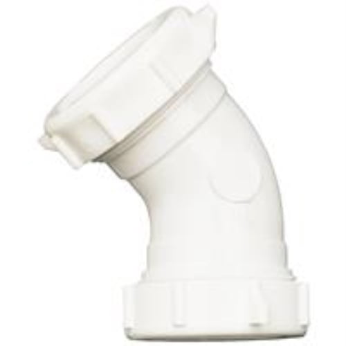 Keeney 49PVCK 45 Degree 1-1/2-Inch or 1-1/4-Inch by 1-1/2-Inch Coupling Elbow, White