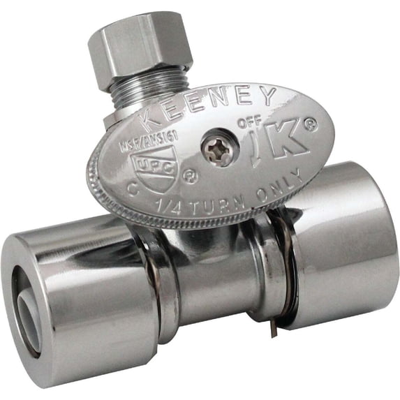 Keeney K2802PCPO Lead-Free Push-Fit Quarter Turn Straight Valve, 1/2-in x 3/8-in OD