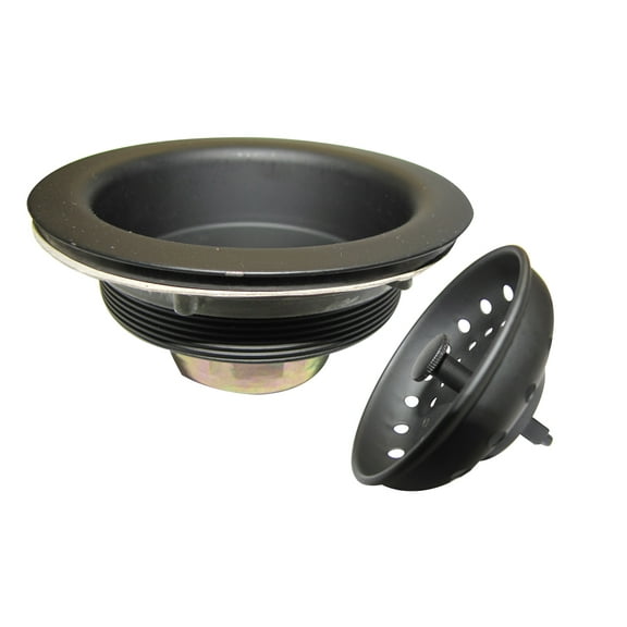 Keeney K5414BLK 4.5-in. Stainless Steel Fixed Post Kitchen Sink Strainer, Black