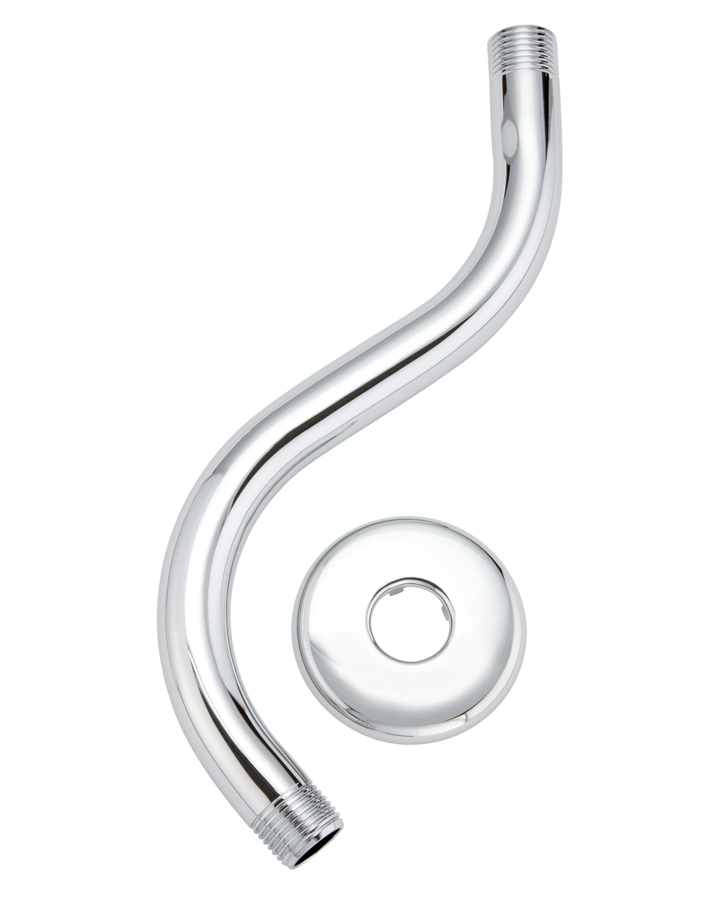 S-Shaped Chrome Wall Mounted Shower Arm with Flange