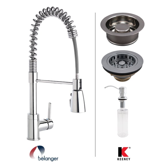 Keeney PRO79CPGD Commercial Style Kitchen Faucet with Strainer and Disposal, Chrome