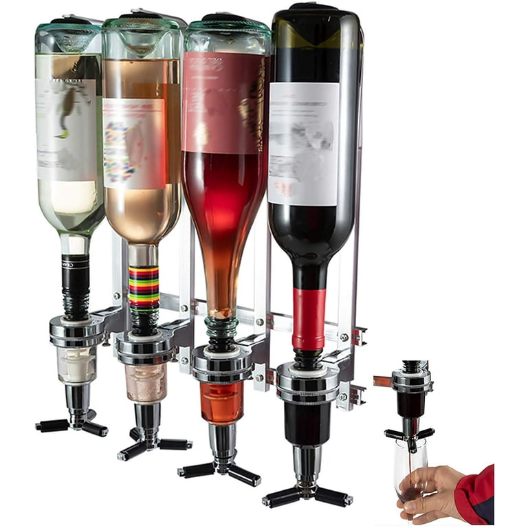 Anqidi 4/6 Bottle Bar Butler Liquor Dispenser Home Wall Mounted Wine Beverage Dispenser Bartender Accessories (4 x 25ml Optics), Size: 39*36 cm