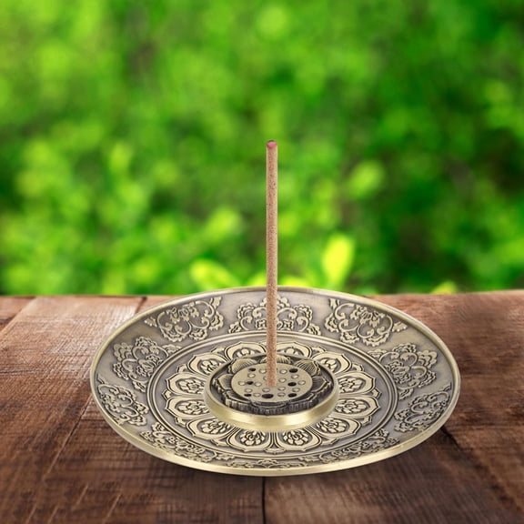 Keenso Bronze Incense Burners Plate Flower Round Incense Stick Holders for Home Decoration,Flower Incense Plate