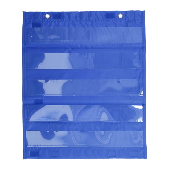 Keenso Clear Classroom Pocket Chart with 5 Rows, Blue