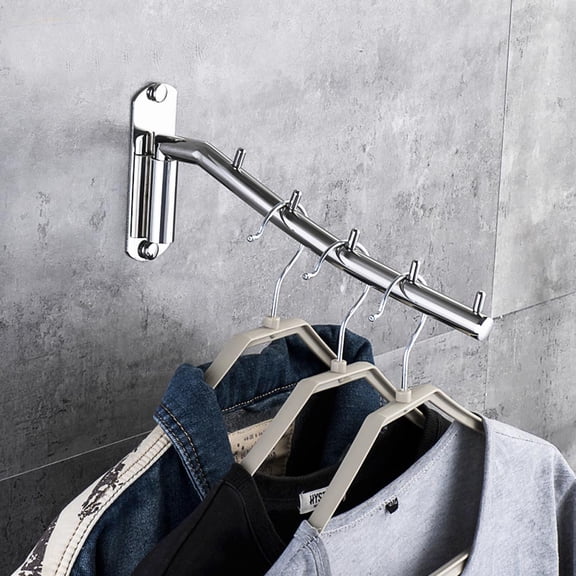 Keenso Stainless Steel Wall Mount Clothes Hanger Rack Hook Bathroom Towel Bar Drying Rack