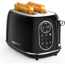 Keenstone 2 Slice Touchscreen Toaster - Stainless Steel Toaster with Wide Slot, 6 Shade Settings, Bagel Function, Removable Crumb Tray - Black