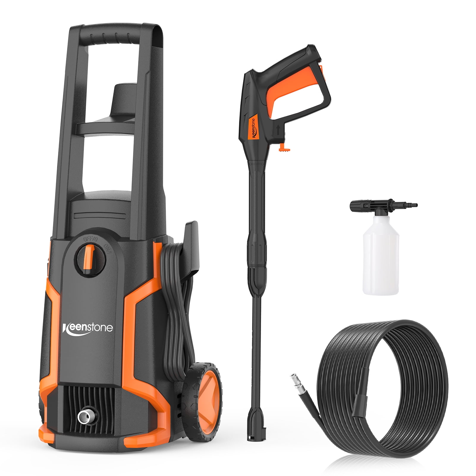 Keenstone 3600 PSI Electric Pressure Washer , Max 2 GPM 220V with Adjustable Nozzle 0-120,Foam Cannon for Cleaning Cars Patios Driveways Fences Pools