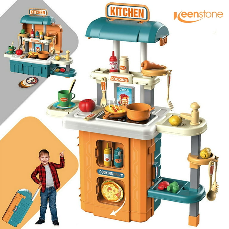 Cute Stone Kids Kitchen Pretend Play Toys,Play Cooking Set, Cookware Pots  and Pans Playset, Peeling and Cutting Play Food Toys, Cooking Utensils