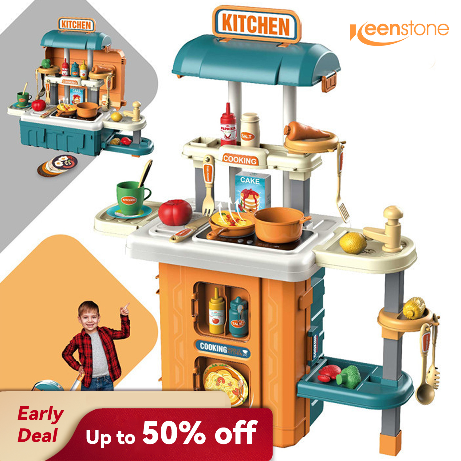 Lksixu Kitchen Play Set With Accessories Mini Kitchen Set With