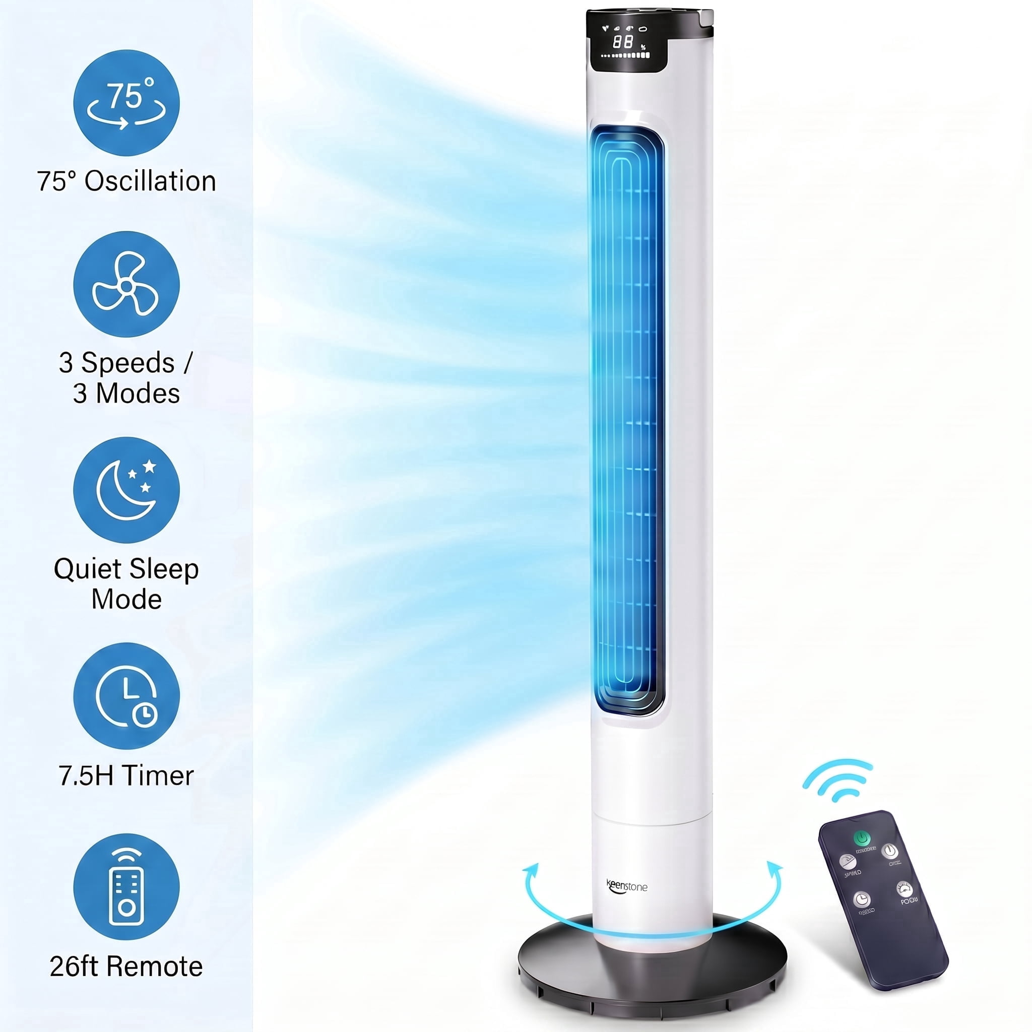 Dyson Cool AM07 Bladeless Tower Fan, Oscillating Airflow, 10