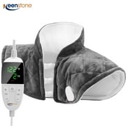 Keenstone Wearable Weighted Heating Pad for Neck and Shoulders Gray, 2.2lb Large Electric Heated Neck Shoulder Wrap for Pain Relief - 19.3"x22.4"