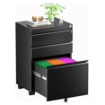 Keeomi 3 Drawer File on Wheels, Metal Locking Filing