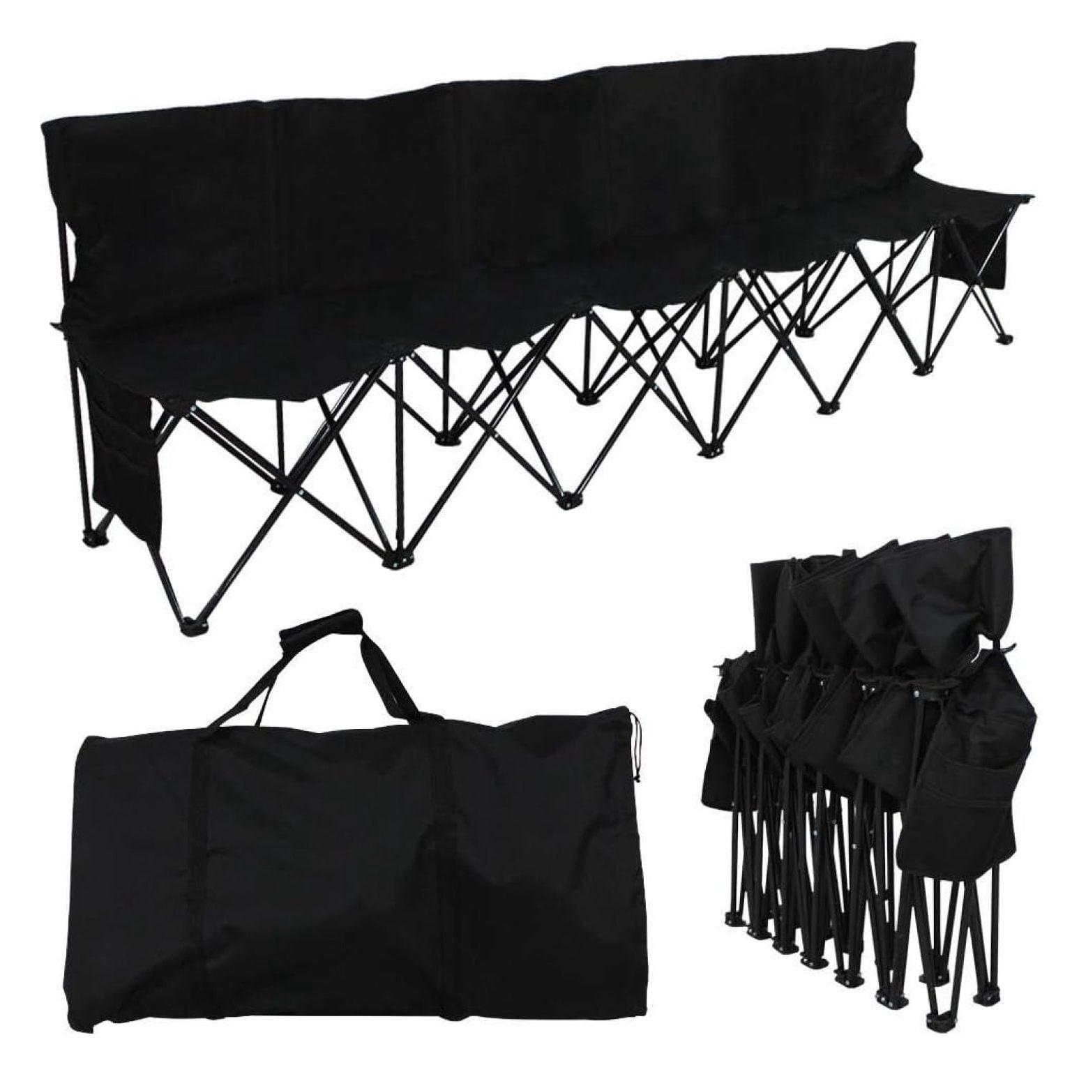 Keeomi 6 Seats Portable Folding Heavy Duty Bench Sport Sideline Bench ...