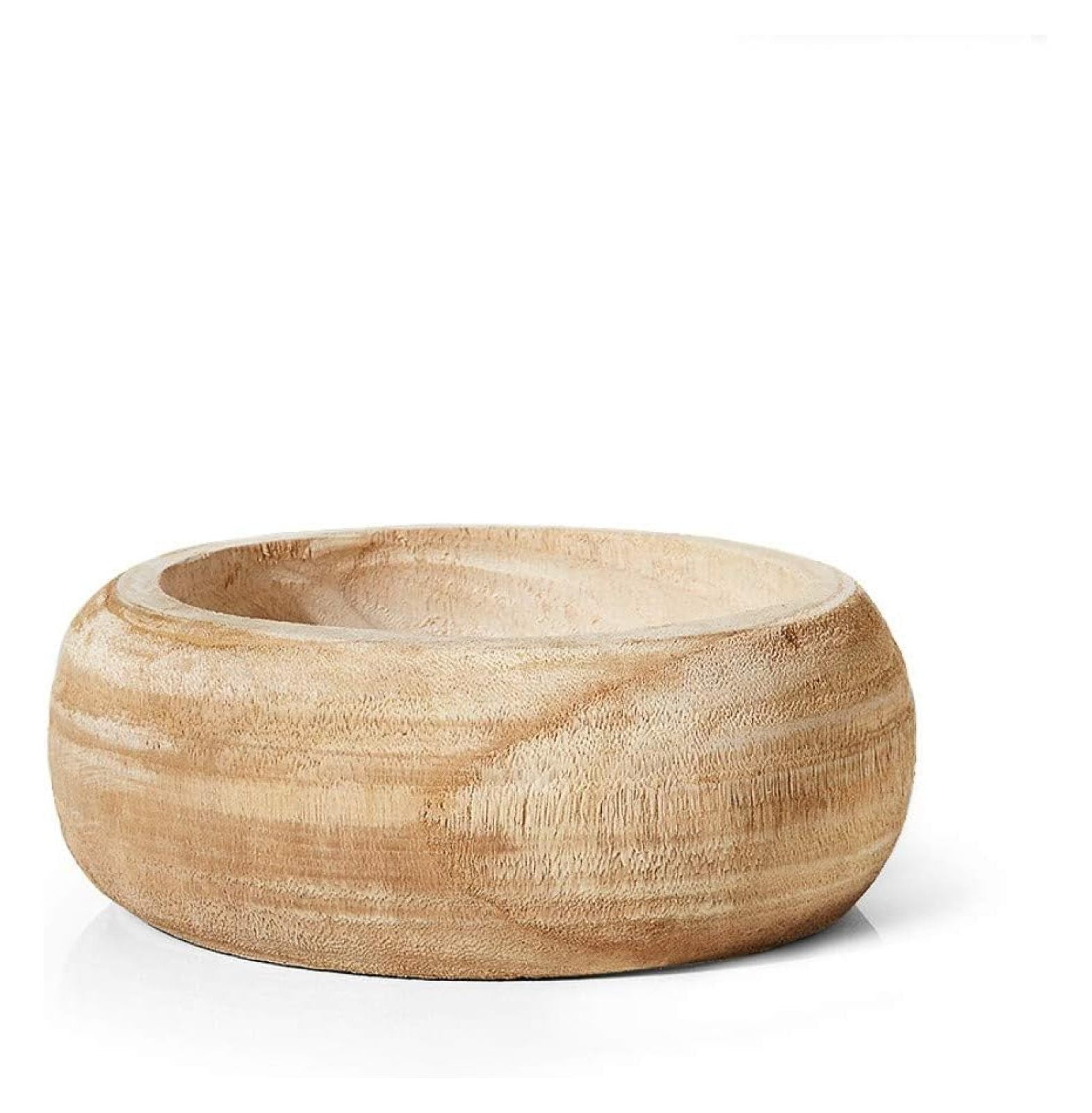Handmade Rustic Paulownia Wood Decorative Bowl, 9.5"