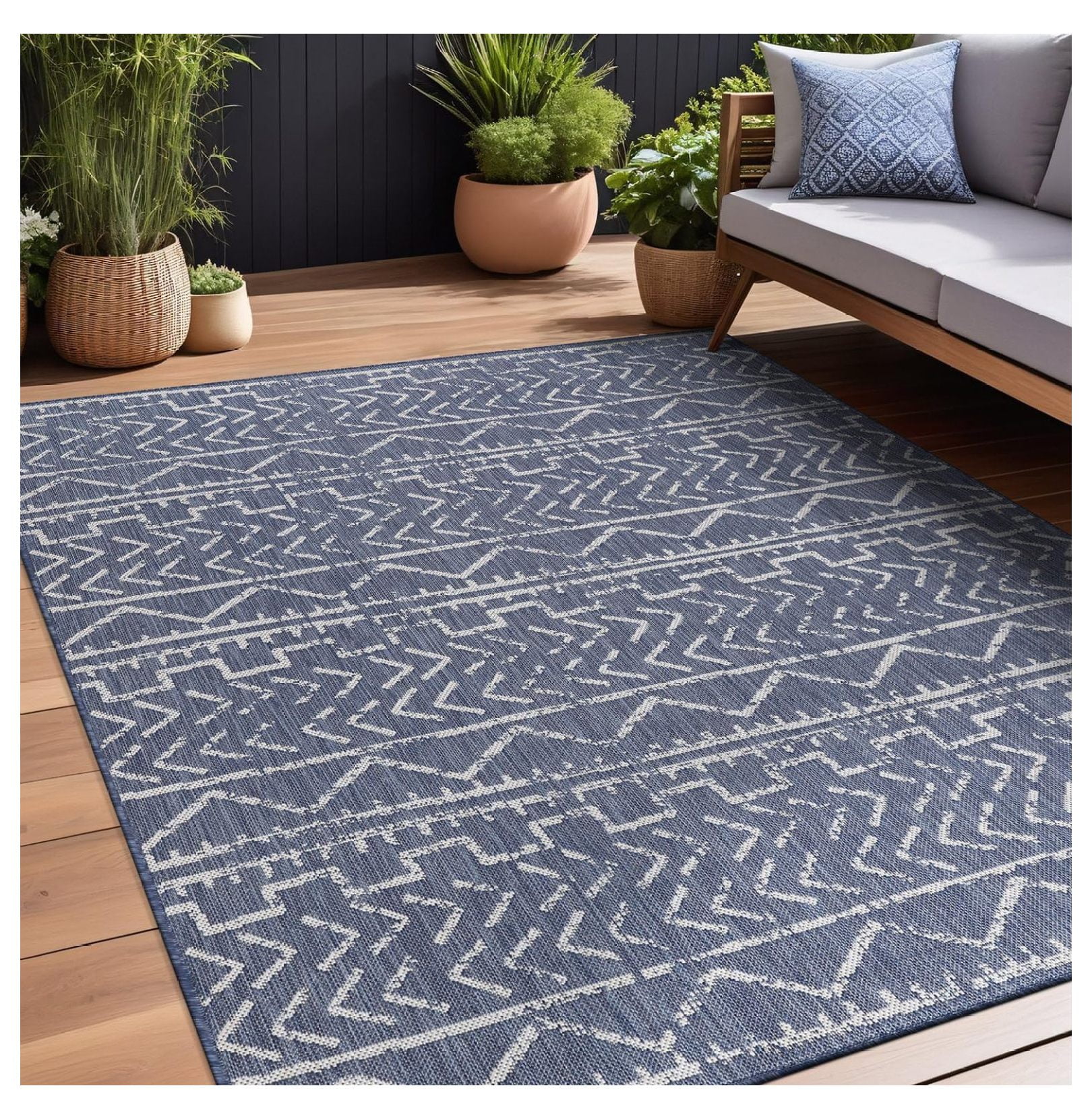 Keeomi Waikiki Indoor Outdoor Rug 6x9, Washable Outside Carpet for ...