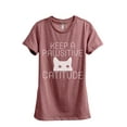 thumbnail image 1 of Keep A Pawsitive Catitude Women's Fashion Relaxed T-Shirt Tee Heather Rouge Small, 1 of 3