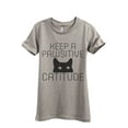thumbnail image 1 of Keep A Pawsitive Catitude Women's Fashion Relaxed T-Shirt Tee Heather Tan Medium, 1 of 3