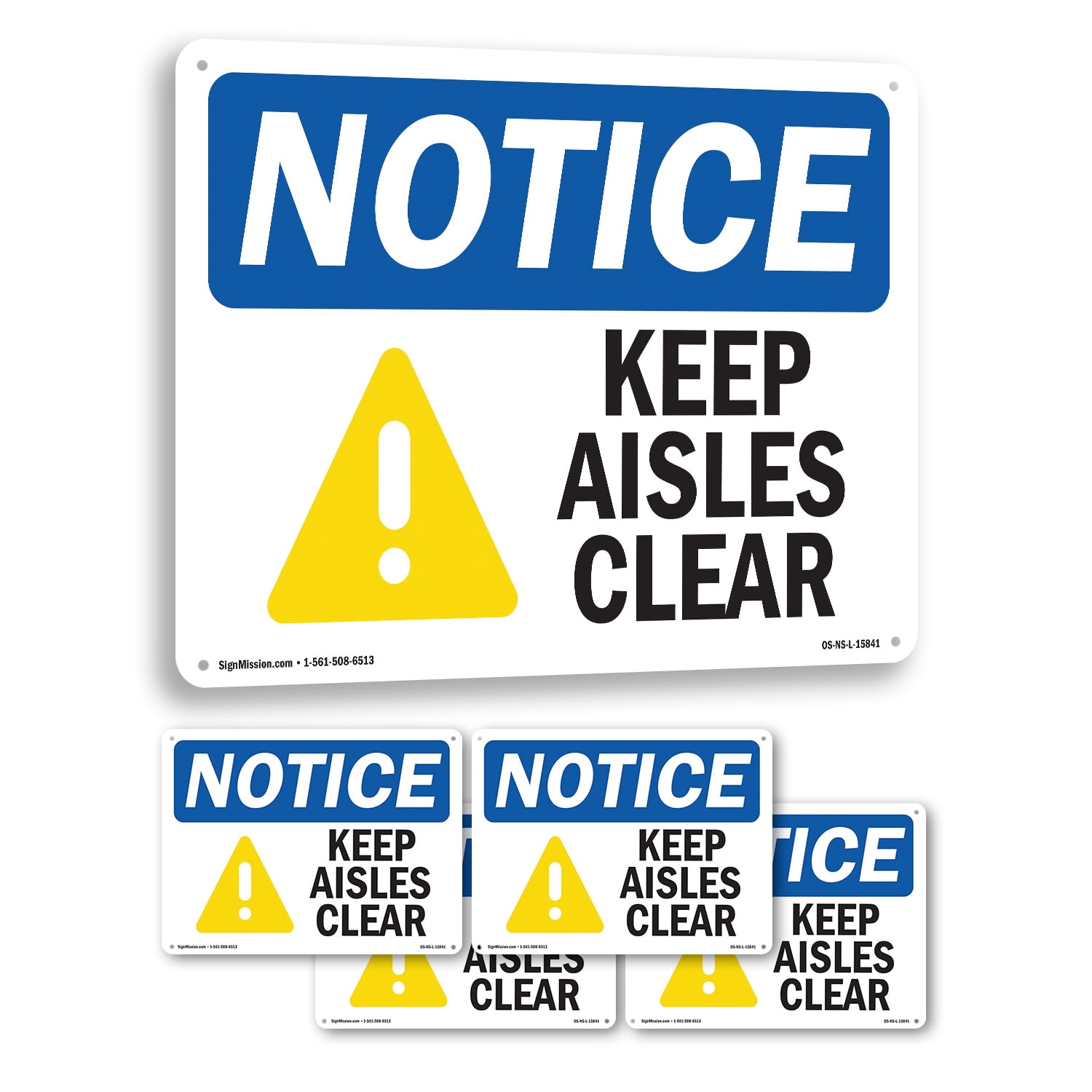Keep Aisles Clear OSHA Notice Rigid Plastic Sign 18 Inch x 12 Inch - 5 ...