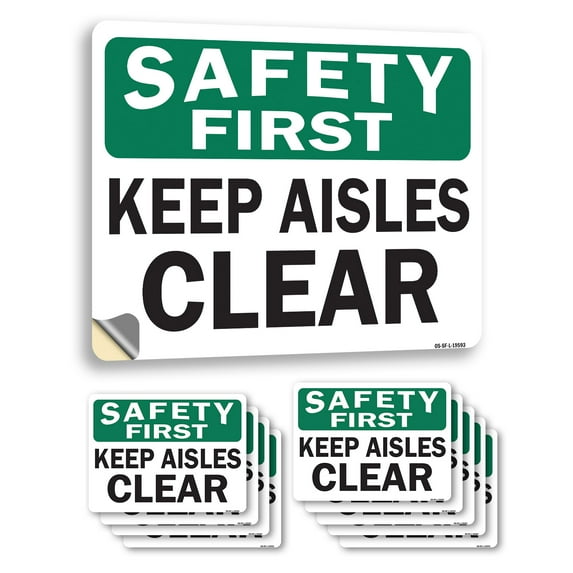 Keep Aisles Clear OSHA Safety First Vinyl Decal Label 24 Inch x 18 Inch ...