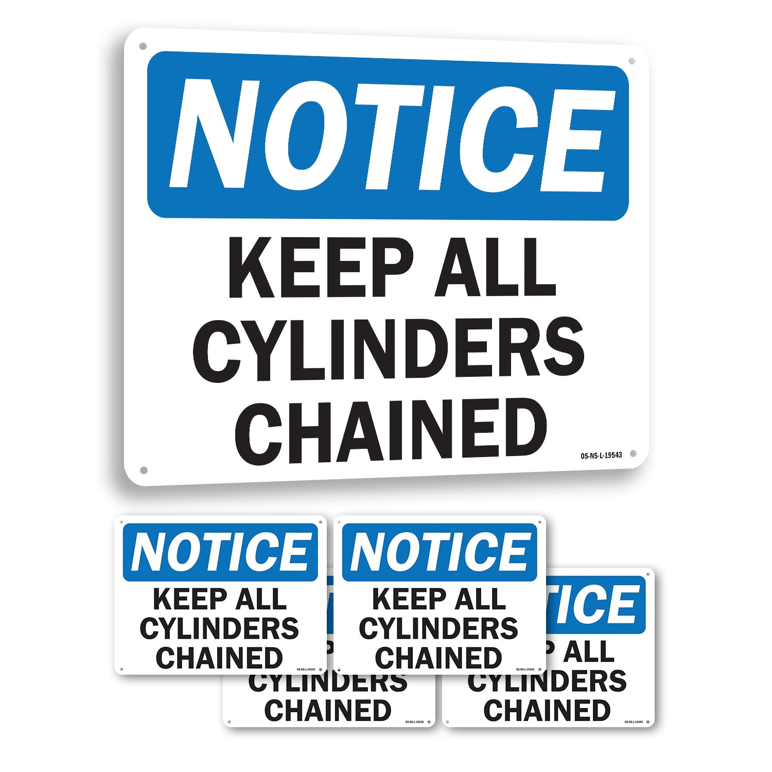 Keep All Cylinders Chained OSHA Notice Rigid Plastic Sign 10 Inch x 7 ...