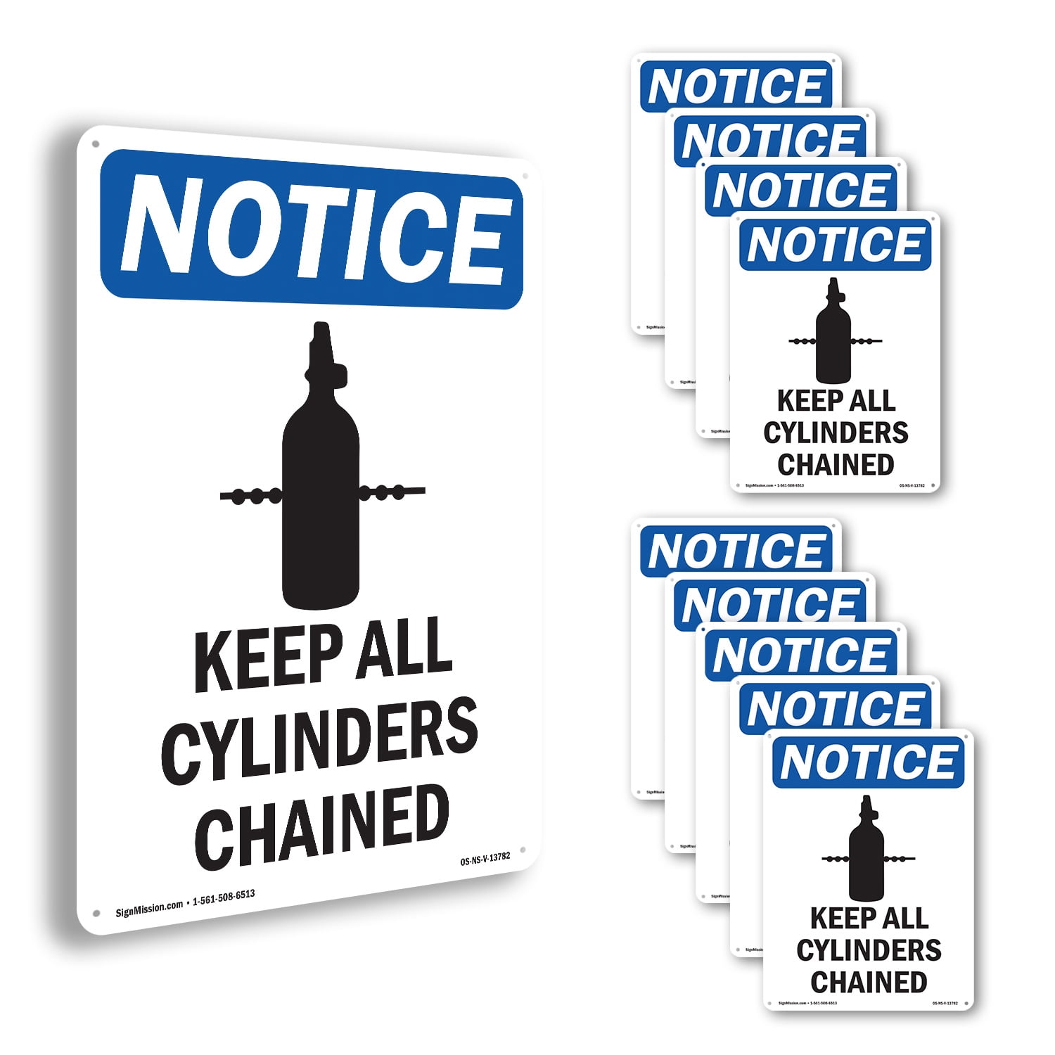 Keep All Cylinders Chained OSHA Notice Rigid Plastic Sign 24 Inch x 18 ...