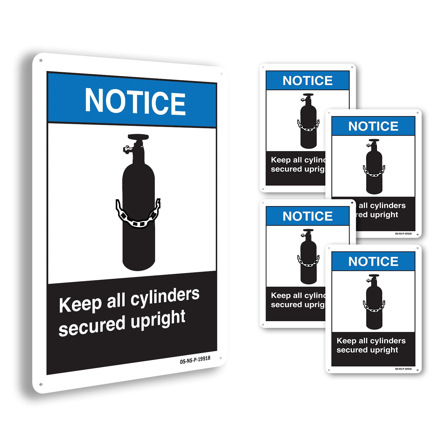 Keep All Cylinders Secured Upright ANSI Notice Rigid Plastic Sign 24 ...