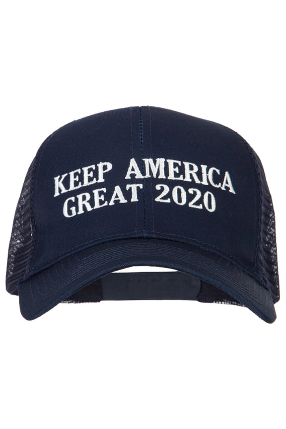 Keep America Great 2020 Letters Embroidered Solid Cotton Mesh Pro Cap - Navy OSFM
