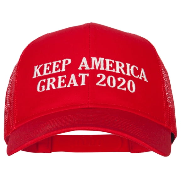 Keep America Great 2020 Letters Embroidered Solid Cotton Mesh Pro Cap - Red OSFM