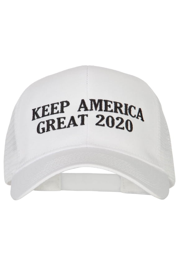 Keep America Great 2020 Letters Embroidered Solid Cotton Mesh Pro Cap - White OSFM