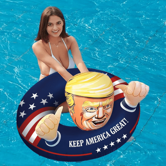 Keep America Great Inflatable Pool Float - Funny Trump Swim Ring for Summer, Beach & Pool Fun