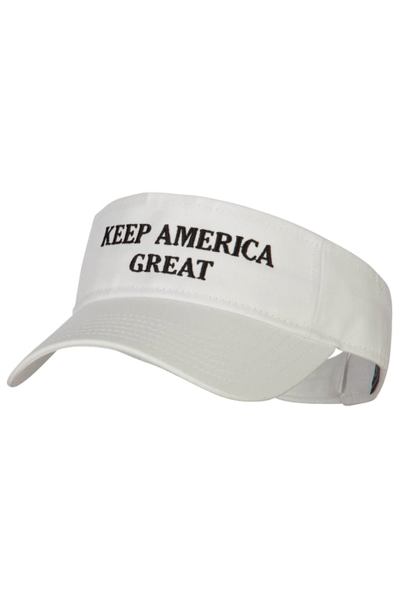 Keep America Great Two Line Letters Embroidered Cotton Sun Visor - White OSFM