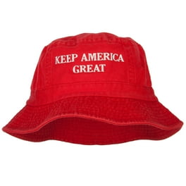 Keep America Great Two Line Letters Embroidered USA Flag Bucket Hat, White Red Blue / L