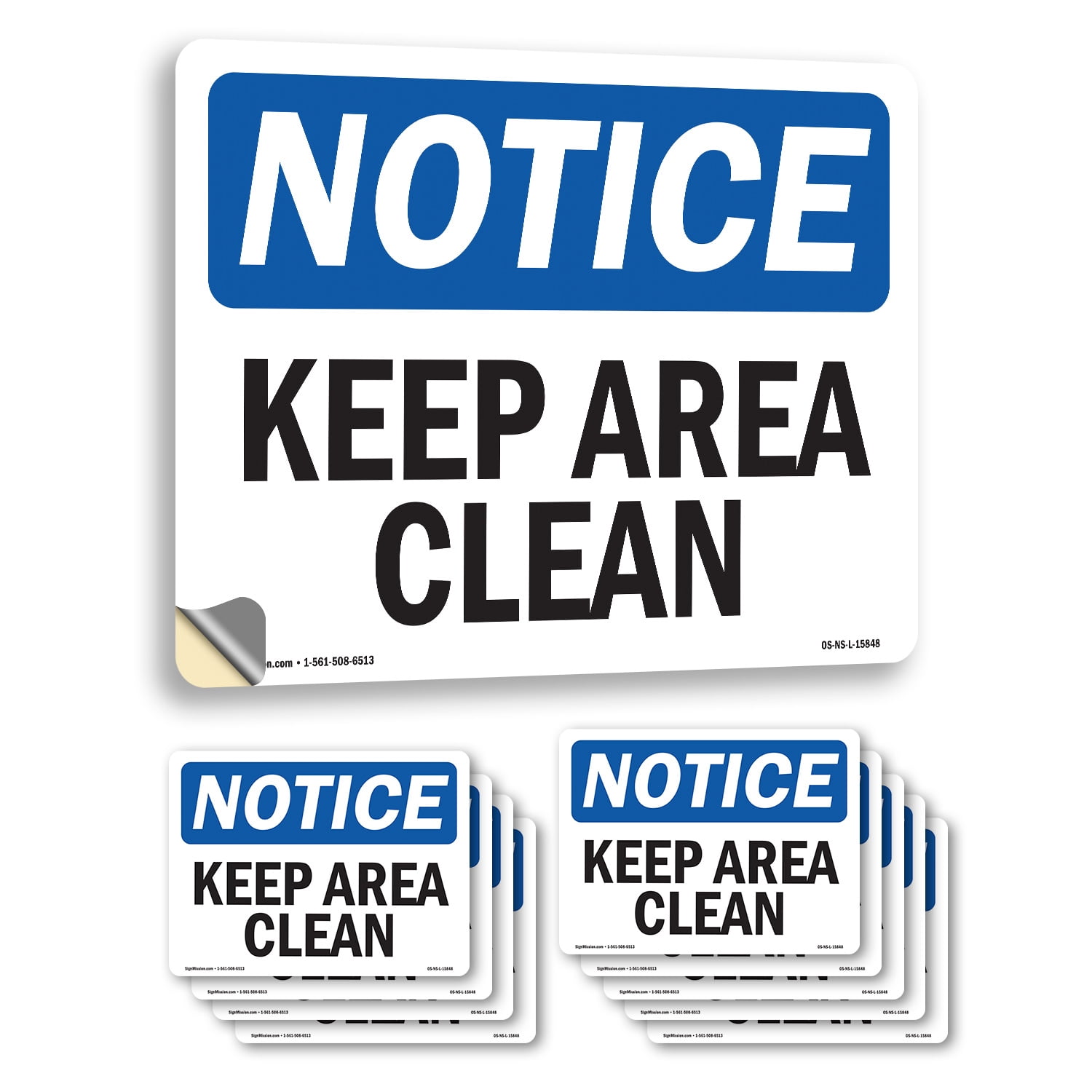 Keep Area Clean OSHA Notice Vinyl Decal Label 5 Inch x 3.5 Inch - 10 ...