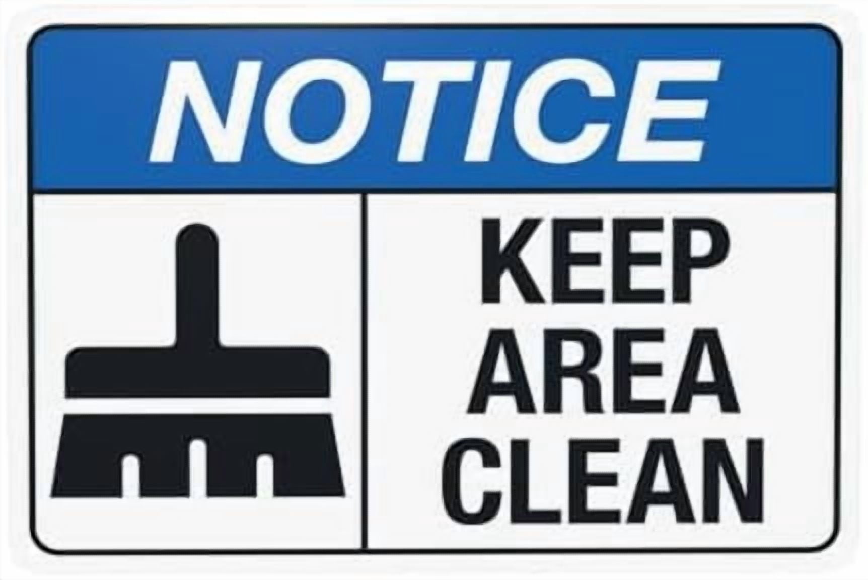 Clean Warning Sign Keep Area Clean Warning Sign, Door Security Metal Signs for Home ...