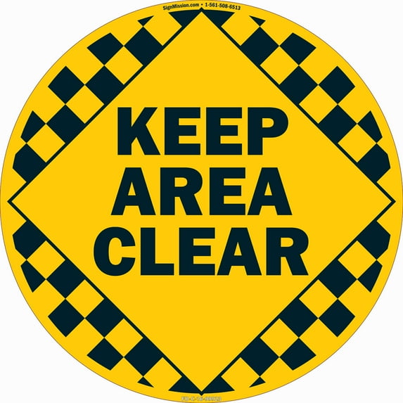 Keep Area Clear Non-Slip Floor Marker | 6 Pack of 16" Circle Vinyl Decal | Protect Your Business, Work Place & Customers | Made in The USA