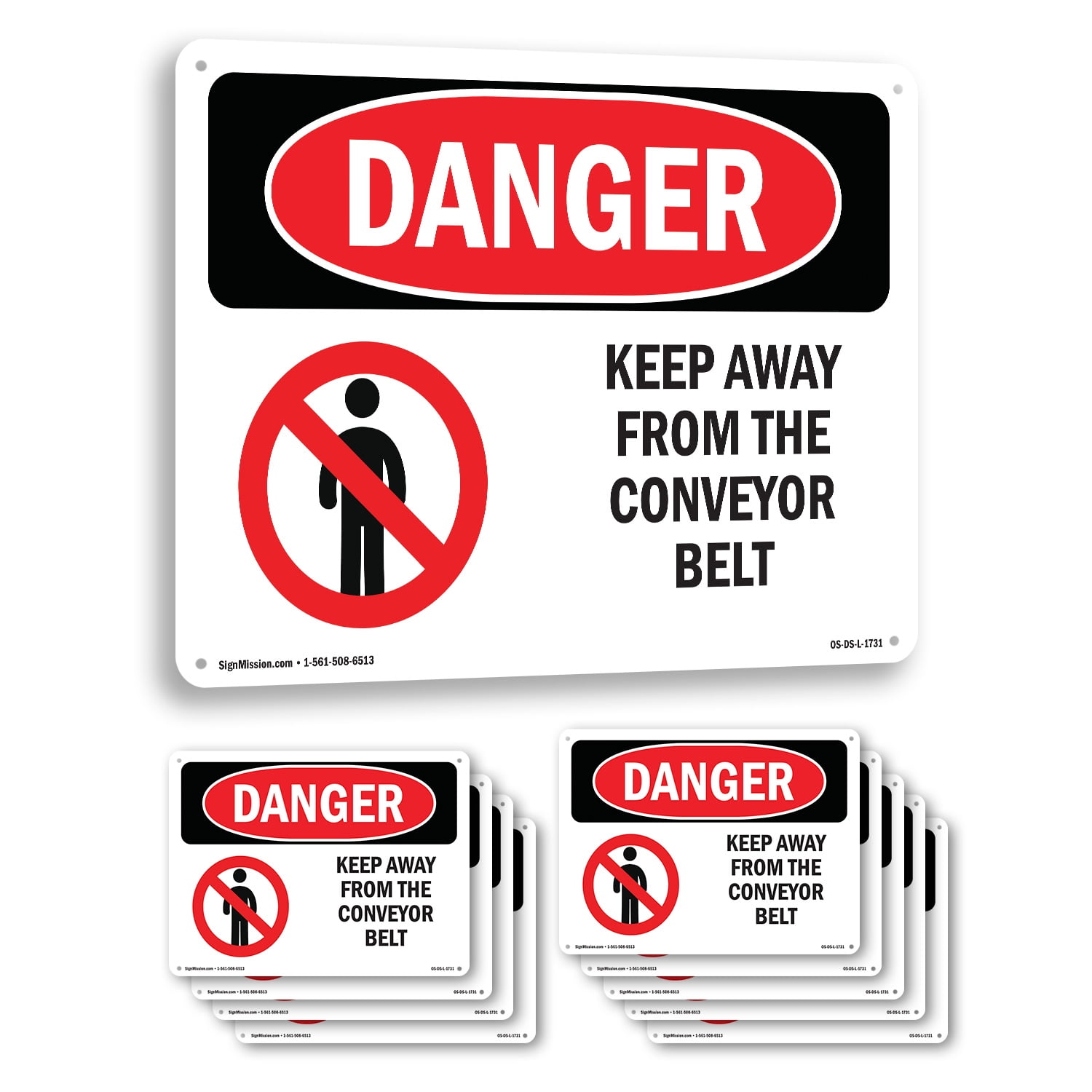 Keep Away From The Conveyor Belt OSHA Danger Rigid Plastic Sign 24 Inch ...